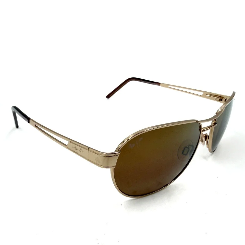 Maui Jim Mahina Sunglasses Gold Alloy Aviator Polarized Metal Frame MJ-229-16